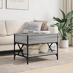 Avis ComfortXL Table Basse Sonoma Gris 70x50x50 Cm Bois D'ingénierie Et Métal