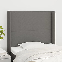 Maison Chic Tête de lit scandinave avec oreilles,meuble de chambre Gris foncé 83x16x118/128 cm Tissu -MN47097