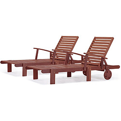 Habitat Et Jardin Bain de soleil pliant en bois exotique Tokyo - Mahogany - Marron acajou - Lot de 2