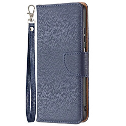 Etui en PU texture litchi, anti-rayures avec support bleu foncé pour votre Samsung Galaxy A23 5G