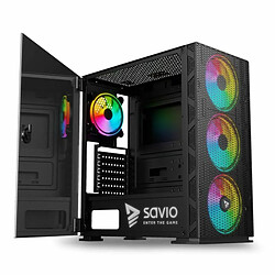 Boîtier ATX/mATX semi-tour Savio SAVGC-RAPTORX1 Noir Multicouleur pas cher