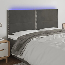 Maison Chic Tête de lit moderne à LED lumineuse pour chambre - Décoration de lit Gris foncé 160x5x118/128 cm Velours -MN98411