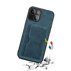 Coque en TPU + PU avec béquille, porte-cartes bleu pour votre Apple iPhone 13 6.1 pouces