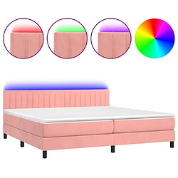 Sommier à lattes et LED,Cadre à lattes de lit avec matelas pour Adulte Rose 200x200 cm -MN17893