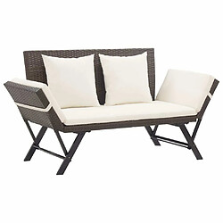 Maison Chic Banc de jardin avec coussins | Banquette de jardin | Chaise Relax 176 cm Marron Résine tressée -MN88386