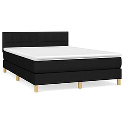 vidaXL Sommier à lattes de lit avec matelas Noir 140x190 cm Tissu