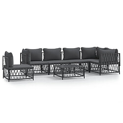 vidaXL Salon de jardin 7 pcs avec coussins anthracite acier