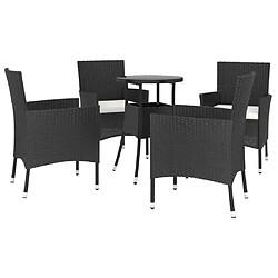 Avis Maison Chic Ensemble de bistro 5 pcs coussins,Table + chaises + coussins de jardin noir poly rotin -GKD536238