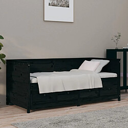 vidaXL Lit de jour sans matelas noir 75x190 cm bois de pin massif