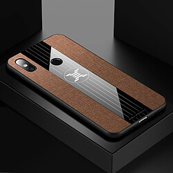 Wewoo Coque Souple Pour Xiaomi Mi 8 XINLI tissu cousu Texture TPU antichoc étui de protection brun