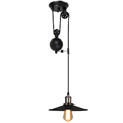 Stoex Lampe À Suspension Vintage Lustre À Poulie Rétro Antique 1 Lumière Suspension Luminaire en Métal Noir Douille E27, Plafonnier D'Intérieur