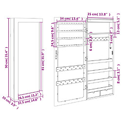 vidaXL Armoire à bijoux avec miroir et éclairage LED mural pas cher