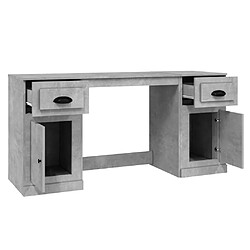 Avis Helloshop26 Bureau table poste de travail meuble d'ordinateur informatique étude avec armoire bois d'ingénierie gris 02_0023389