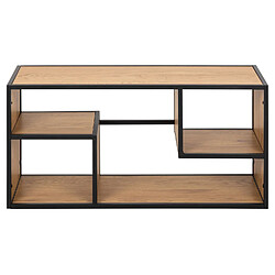 Avis Toilinux Etagère murale 3 niches en MDF et Métal - L.95cm x P.35cm x H.45cm - Beige et Noir