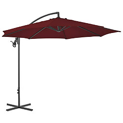 ComfortXL Parasol Déporté Avec Mât En Acier 300 Cm Rouge Bordeaux