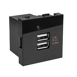 Prise USB double avec chargeur - Maclean MCE728B - 2x port USB jusqu'à 2.1A - Fast Charge - murale - modulaire - encastrée – noir