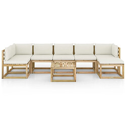 Avis Maison Chic Salon de jardin 8 pcs + coussins - Mobilier/Meubles de jardin - Table et chaises d'extérieur bois de pin imprégné -MN51197