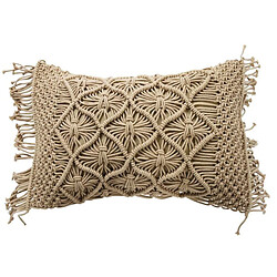 Thedecofactory MACRAME - Coussin macramé en coton tressé rose nude 40x60