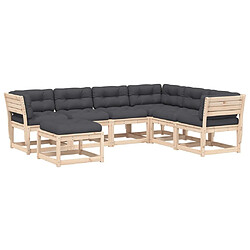 Maison Chic Salon de jardin 7 pcs avec coussins | Ensemble de Table et chaises | Mobilier d'Extérieur Bois de pin massif -GKD88383