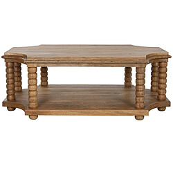 Pegane Table basse, table de salon en bois de manguier coloris naturel - longueur 131 x profondeur 80 x Hauteur 48 cm