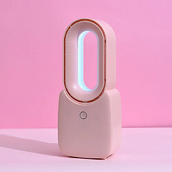 (rose) Refroidisseur d'air de ventilateur de petit typhon sans lame de bureau Ventilateur silencieux de brise rechargeable portatif avec Purificateur d'air à lumière LED à commande tactile