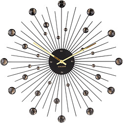 Karlsson Horloge ronde en métal Sunburst 50 cm noir.