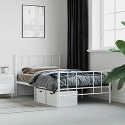 Avis vidaXL Cadre de lit métal sans matelas avec pied de lit blanc 90x190cm