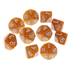 10 pièces en plastique 10 faces d10 d10 pour le jeu de barre de jeu accessoire jaune pas cher