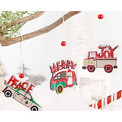 C165 3PCS Ornements de Noël Ornements en bois Pendentif Car Arbre De Noël Décoration Pendentif Christmas DIY Charm