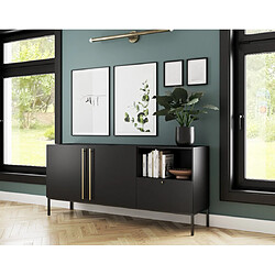 Bestmobilier Felicia - buffet bas - noir - 180 cm