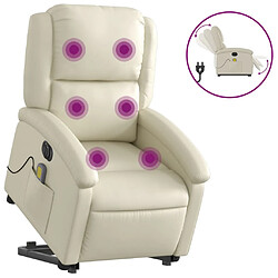 vidaXL Fauteuil inclinable de massage électrique crème similicuir