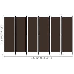 vidaXL Cloison de séparation 6 panneaux Marron 300x180 cm pas cher