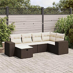 vidaXL Salon de jardin avec coussins 6 pcs marron résine tressée