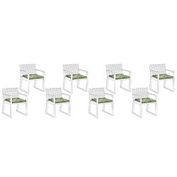 Beliani Lot de 8 coussins au motif feuilles vertes et beiges pour chaises SASSARI