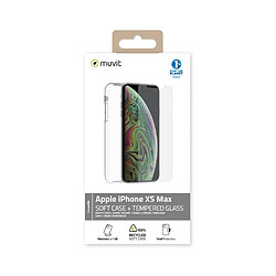 Muvit Coque pour iPhone XS Max Série Recycletek et Protection d'Écran en Verre Trempé Transparent