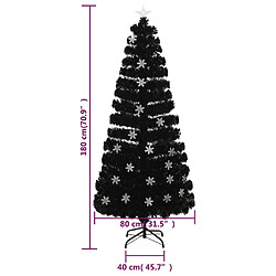 vidaXL Sapin de Noël et flocons de neige LED Noir 180 cm Fibre optique pas cher