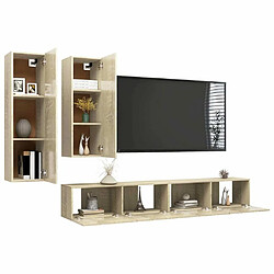 Avis Maison Chic Ensemble de meubles TV 4 pcs | Banc TV Moderne pour salon | Meuble de Rangement - Chêne sonoma Aggloméré -MN36314