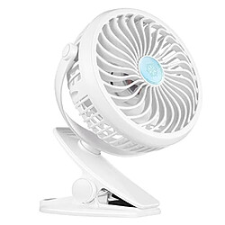 Ventilateur à Clipser, Ventilateur de Landau, Ventilateur de Clip de Poussette de Bureau Personnel Portable Rechargeable par USB pour Poussette de Bébé Siège d'Auto Berceau Vélo Tapis Roulant de Camping (blanc)