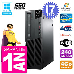 PC Lenovo ThinkCentre M82 SFF i7-3770 RAM 4Go SSD 240Go Graveur DVD Wifi W7 - Occasion