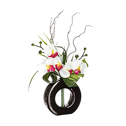 Atmosphera, Createur D'Interieur Composition d'orchidées blanches et roses - vase noir - Atmosphera