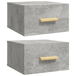 Maison Chic Lot de 2 Tables de Chevet murales - Tables de Nuit gris béton 35x35x20 cm