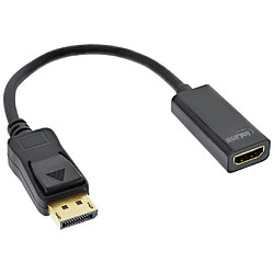 Adaptateur InLine® DisplayPort vers HDMI avec audio, DisplayPort mâle vers HDMI femelle, 4K / 60Hz, noir 0,15 m