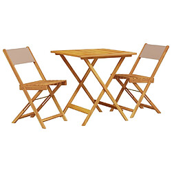 vidaXL Ensemble de bistro 3 pcs taupe tissu et bois massif