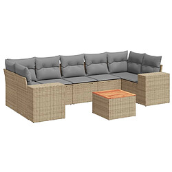 vidaXL Salon de jardin avec coussins 8 pcs beige résine tressée