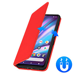 Avizar Housse Wiko View 5 / 5 Plus Étui Folio Portefeuille Fonction Support rouge pas cher