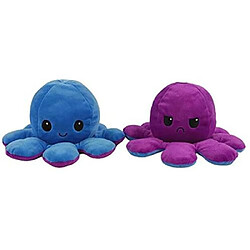 RedMiter Peluche poulpe réversible double face 20 cm -bleu + violet