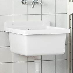 vidaXL Lavabo pour montage murale blanc 40x40x24 cm résine