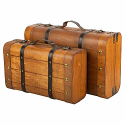 Jeu de valises Alexandra House Living Marron PVC Bois Métal Vintage 30 x 16 x 45 cm 38 x 24 x 13,5 cm Décoratif 2 Pièces pas cher