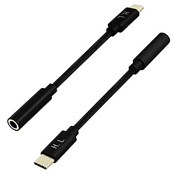 Avizar Adaptateur Audio USB type C vers Jack 3.5mm Son de qualité 12cm HL-102 - Noir