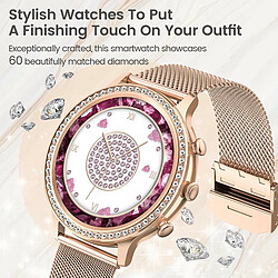 Chrono Montre Connectée en diamant pour femme, Montre Connectée de 1,32 pouces avec fréquence cardiaque, suivi de la condition physique